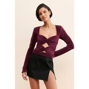 Free People Leah Twist Top Long Sleeve Blouse Size Large Women's